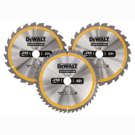 DeWALT Zaagbladen, CZB 3 pack 250x30mm : 2x DT1956-QZ + 1x DT1957-QZ-760571