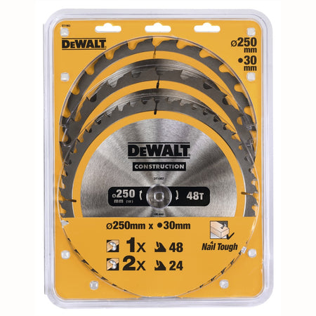DeWALT Zaagbladen, CZB 3 pack 250x30mm : 2x DT1956-QZ + 1x DT1957-QZ-760571