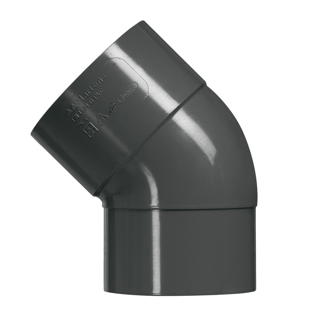 Martens Bocht verjonging PVC 80 mm antraciet 1xlijmmof  HWA 45°1 stuk-766415