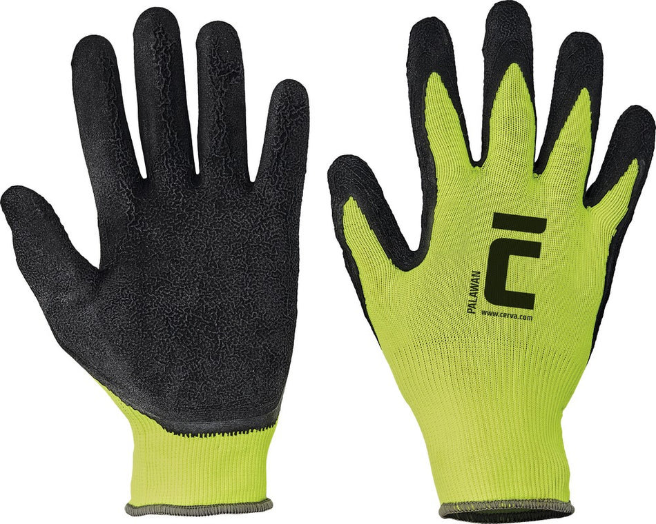 CERVA Werkhandschoenen Palawan Nylon/Latex Geel Maat 10/XL 12 Paar-768896