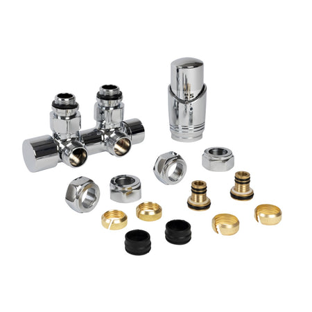 SaniFit Radiator Onderblok Set Thermostatisch Haaks Chroom-771303