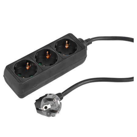 Q-Link Stekkerdoos 3-Voudig Zwart Randaarde 3x1,5mm2 3m-784443