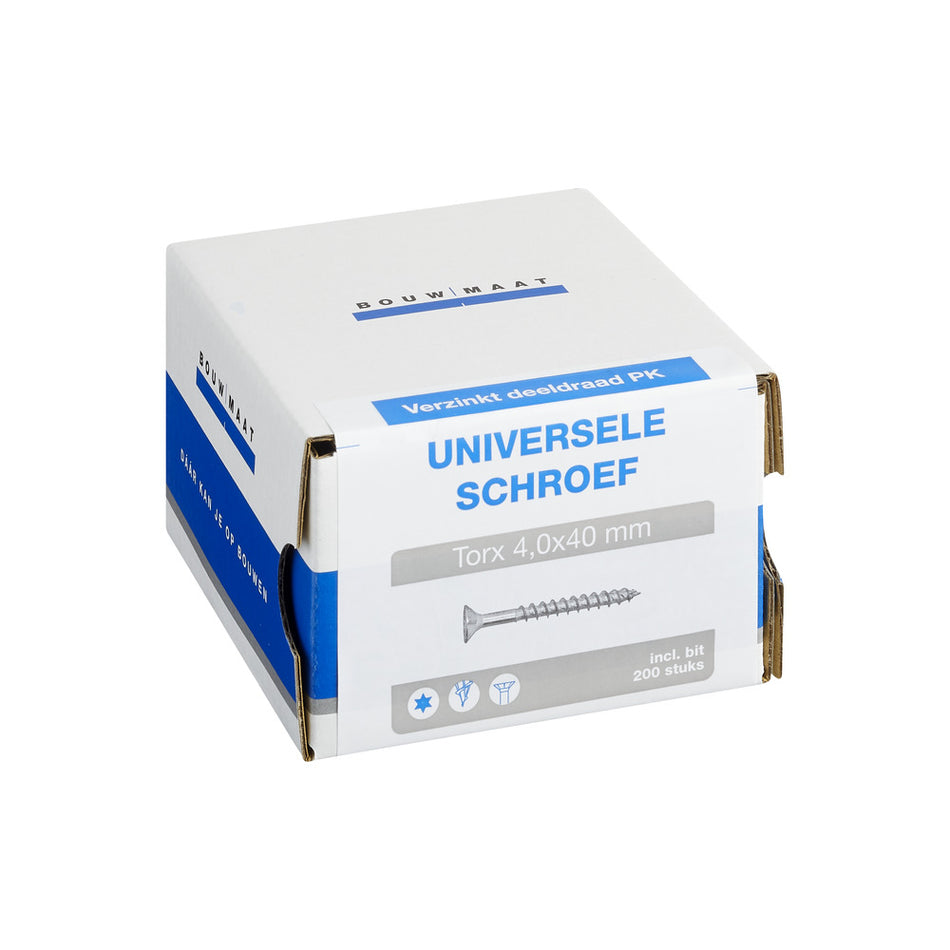 Bouwmaat Universele Schroef Verzinkt PK Deeldraad T20-784586