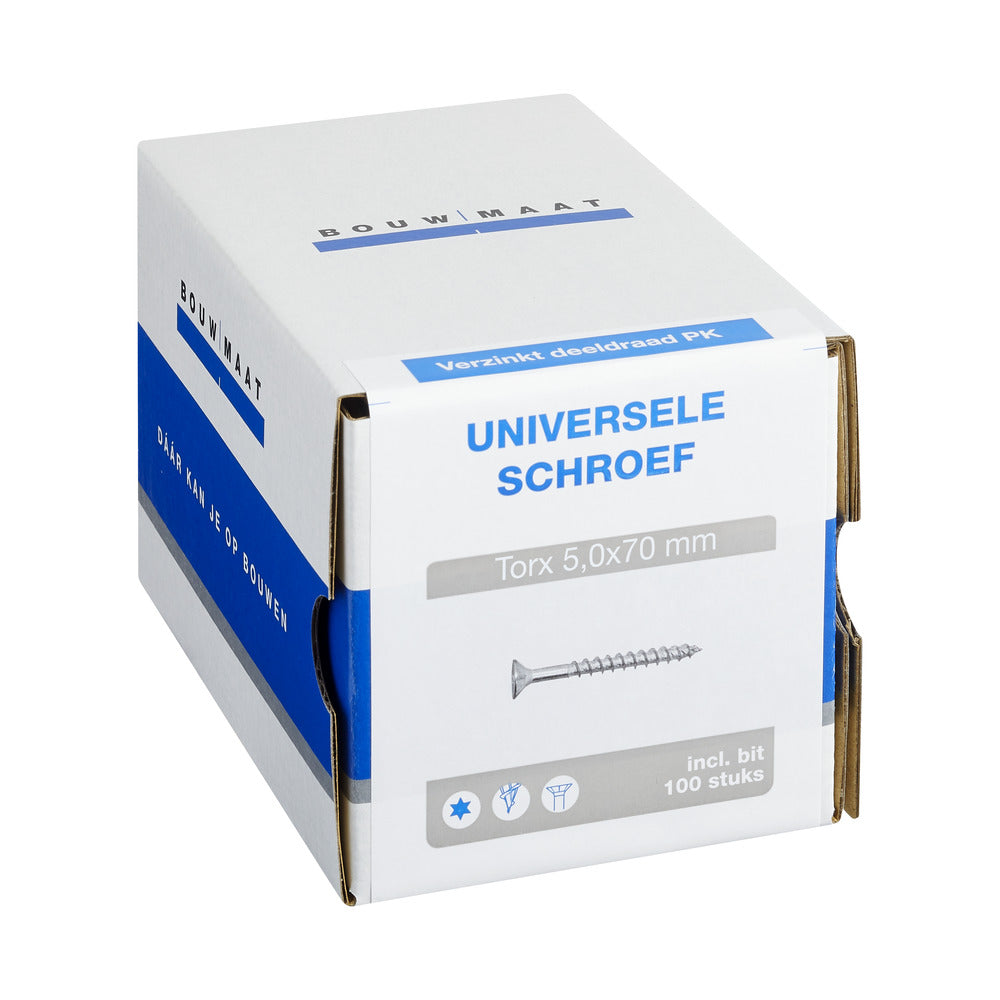 Bouwmaat Universele Schroef Verzinkt PK Deeldraad T20-784590