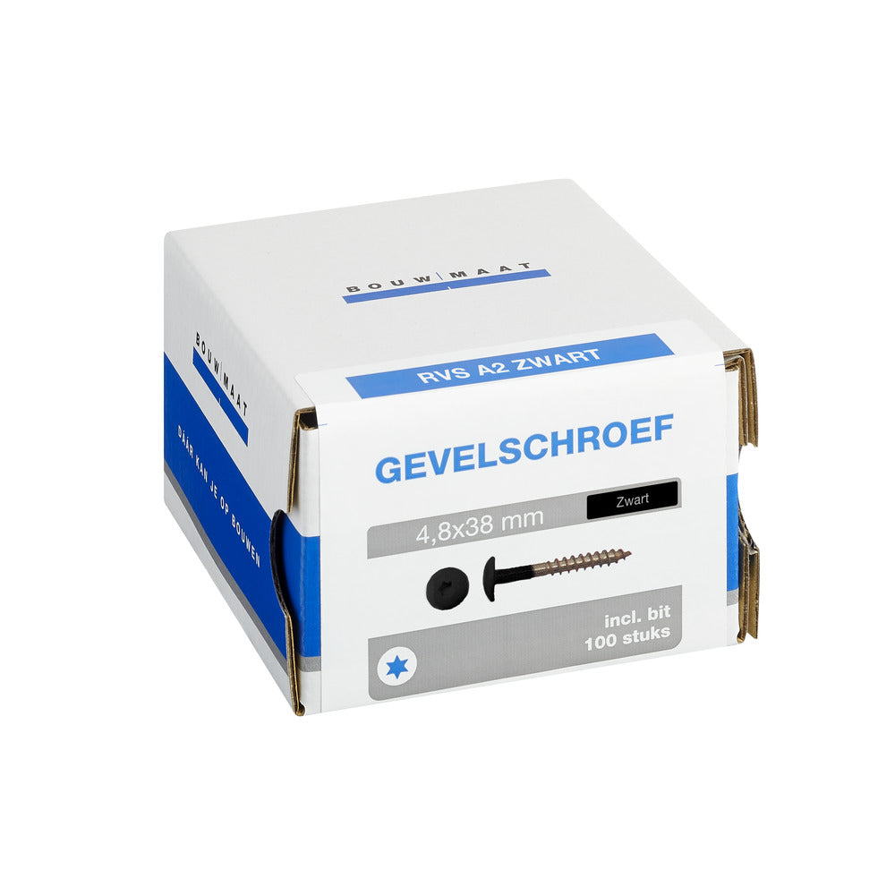Bouwmaat HPL Schroef RVS Zwart 4,8mm T20 100st-784614