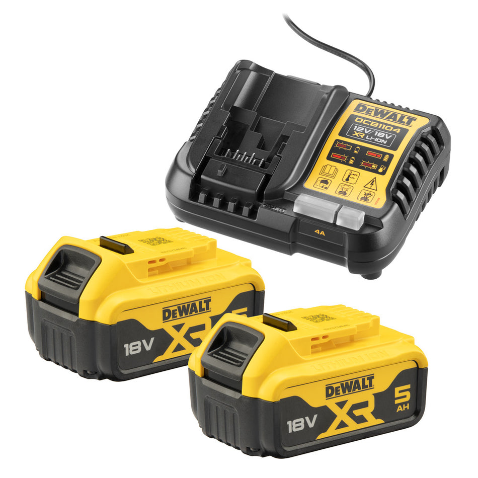 DeWALT Accu Voordeelset: 2x 5.0Ah accu's + XR MultiladerDCB1104P2-QW 18V-804141