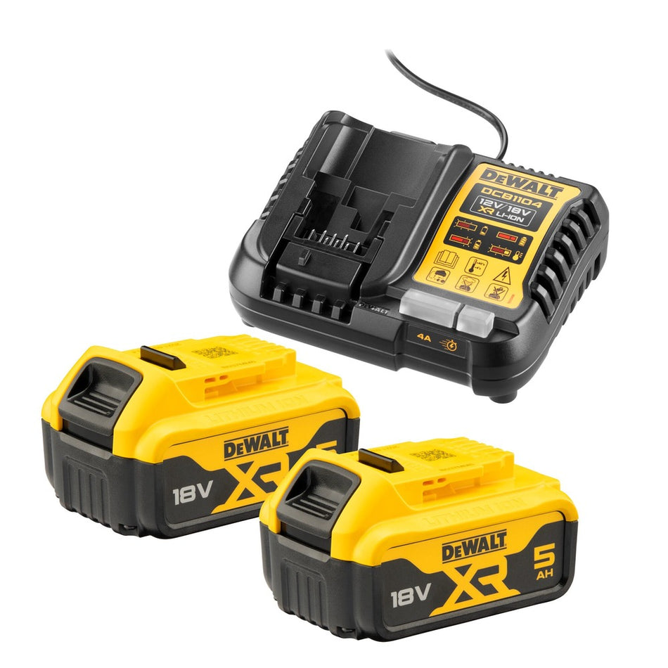 DeWALT Accu Voordeelset: 2x 5.0Ah accu's + XR MultiladerDCB1104P2-QW 18V-804141