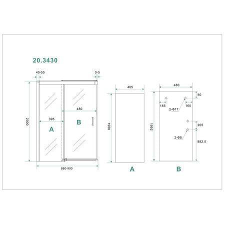 Douchedeur softclose met antikalkbehandeling 90x200 cm alu/helder glas-806463