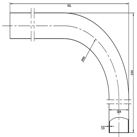 Riko Vloerbuis Chroom 75x22x3,2cm-806468