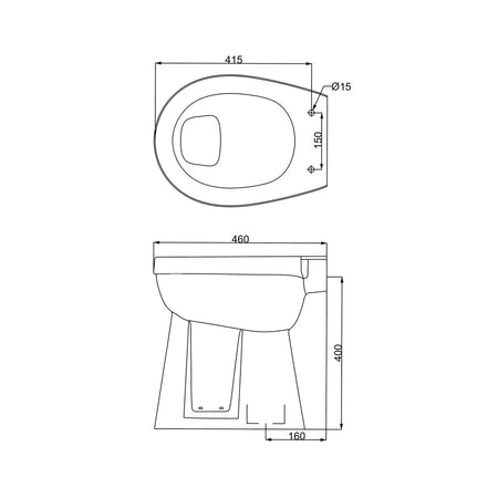 Closetpot Staand Verhoogd Vlakspoel AO Glanzend Wit 46cm-809533