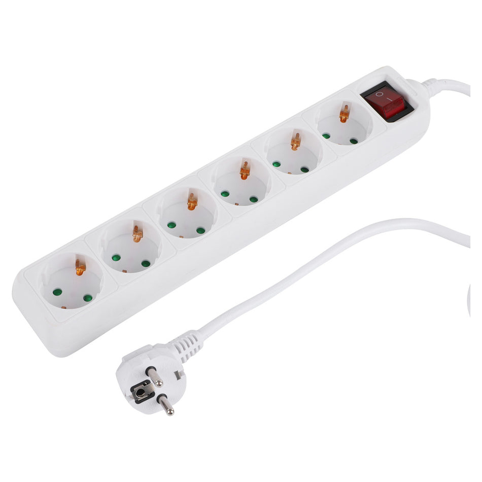 Q-Link Stekkerdoos 6-Voudig Wit Randaarde 2300W 3x1,5mm2 1,5m-810009