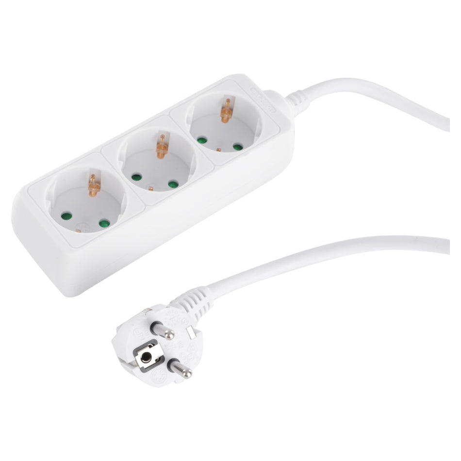 Q-Link Stekkerdoos 3-Voudig Wit Randaarde 3x1,5mm2 1,5m-819175