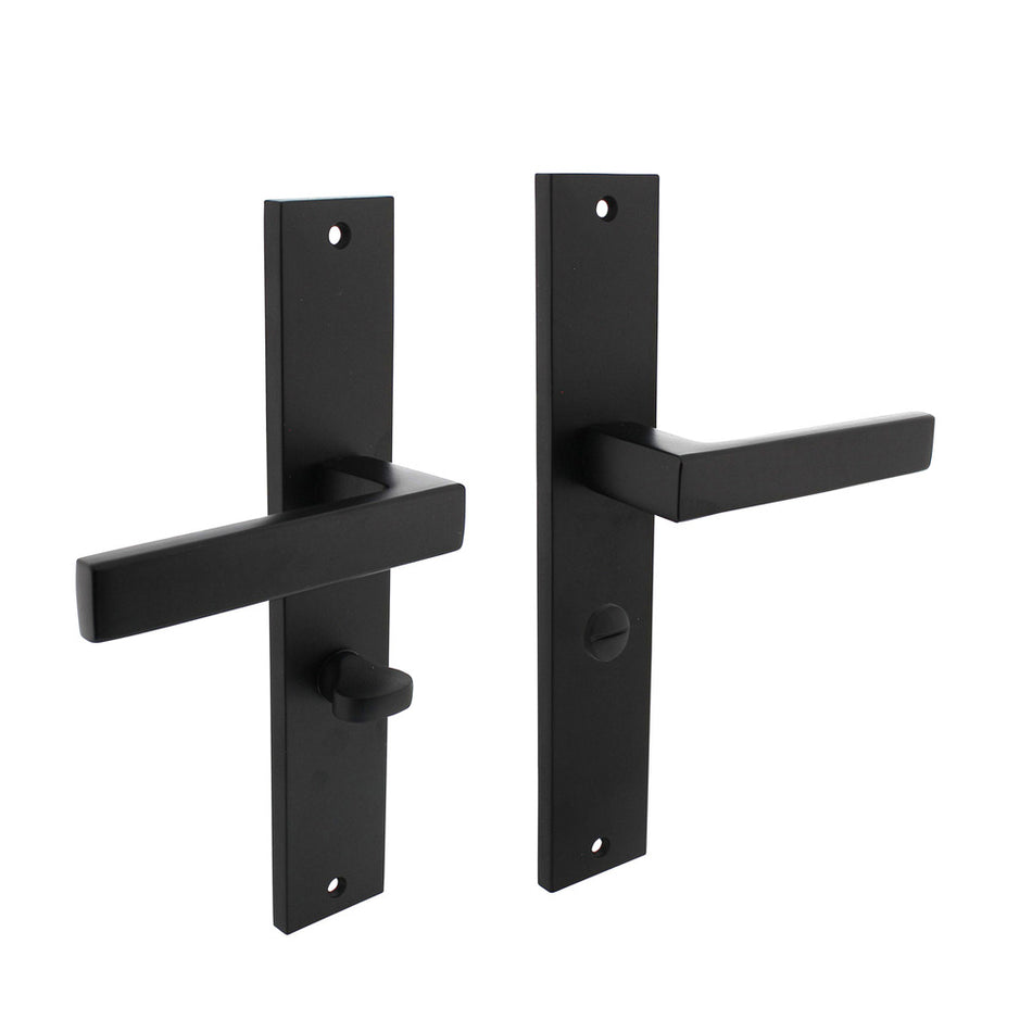 Deurkruk Hera Op Geveerd Langschild 245x45mm WC63/8mm Mat Zwart-820493