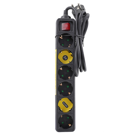 Q-Link Stekkerdoos 6-Voudig Zwart Randaarde 3680W 3x1,5mm2 1,5m-820831
