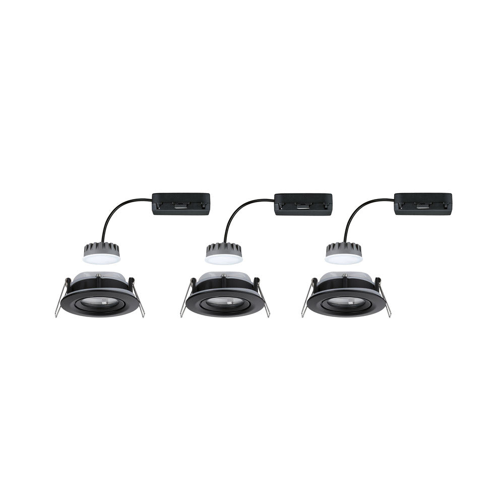 Paulmann Inbouwspot Nova Plus Mat Zwart Rond 6W Dim Kantelbaar IP65 3st-824744