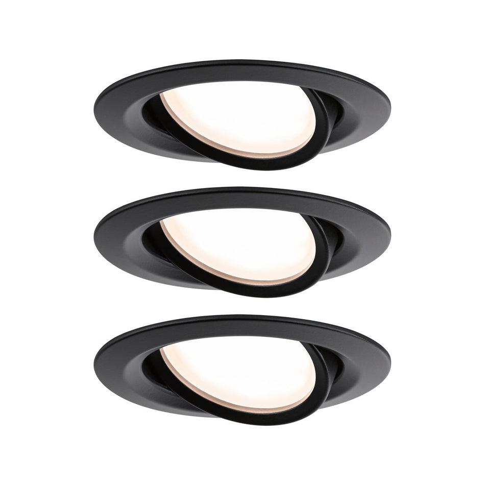 Paulmann Inbouwspot Nova Plus Mat Zwart Rond 6W Dim Kantelbaar IP65 3st-824744