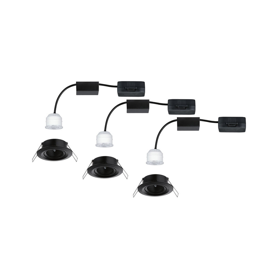 Paulmann Inbouwspot Nova Mini Mat Zwart Rond 4W Kantelbaar 3st-824745