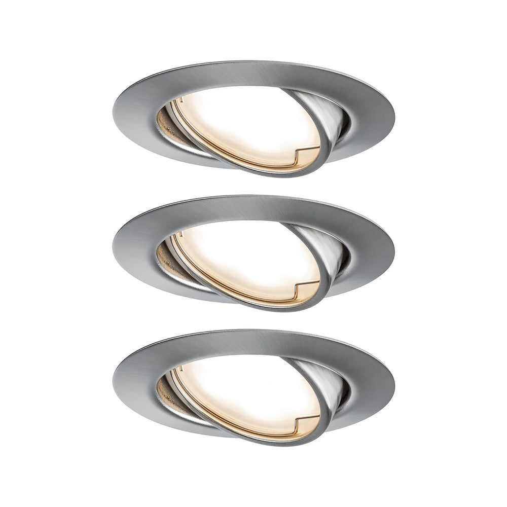 Paulmann Inbouwspot Base Geborsteld Staal Rond 5W Kantelbaar 3st-824751