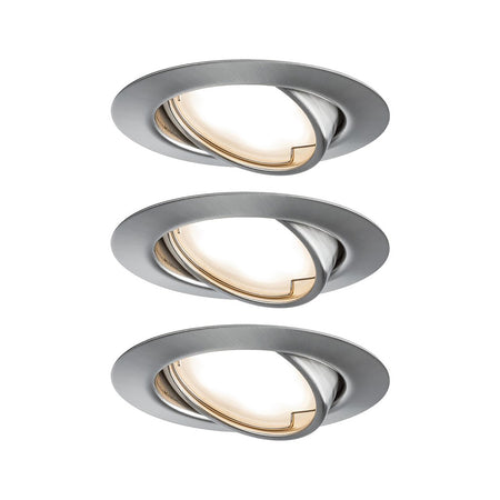 Paulmann Inbouwspot Base Geborsteld Staal Rond 5W Kantelbaar 3st-824751