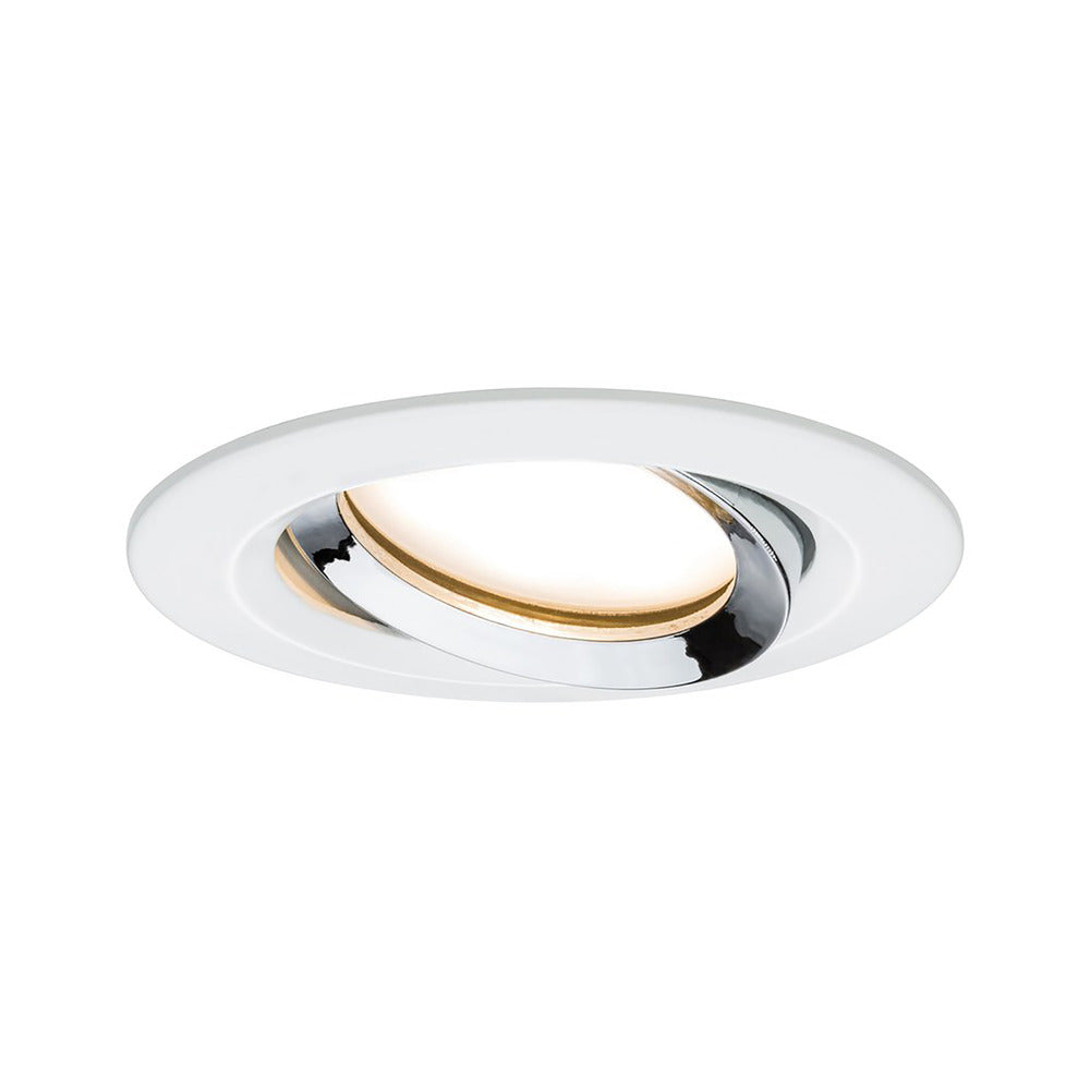 Paulmann Inbouwspot Nova Plus Mat Wit Chroom Rond 6W Dimbaar Kantelbaar IP65-824757