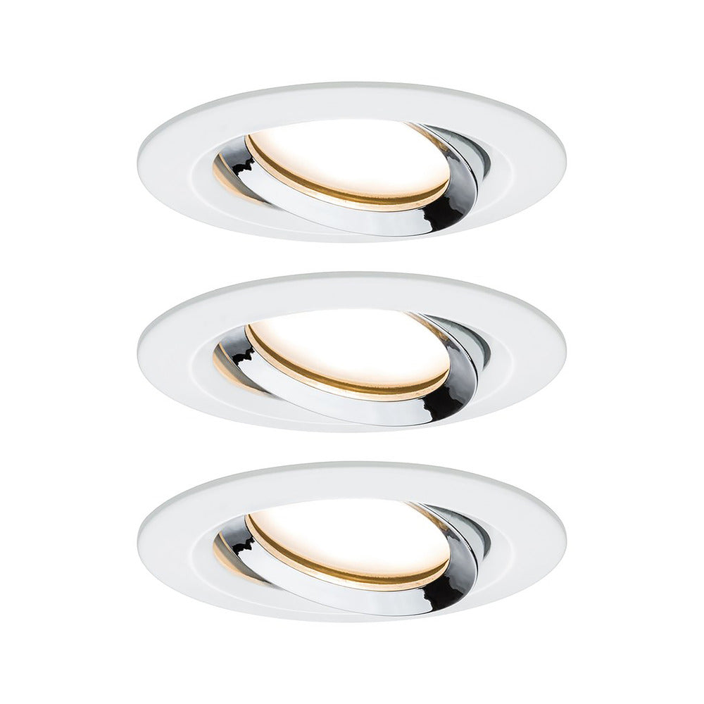 Paulmann Inbouwspot Nova Plus Mat Wit Chroom Rond 6W Dim Kantelbaar IP65 3st-824758