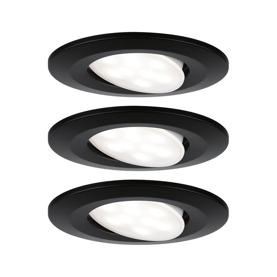 Paulmann Inbouwspot Calla Mat Zwart Rond 6W Kantelbaar IP65 3st-824774