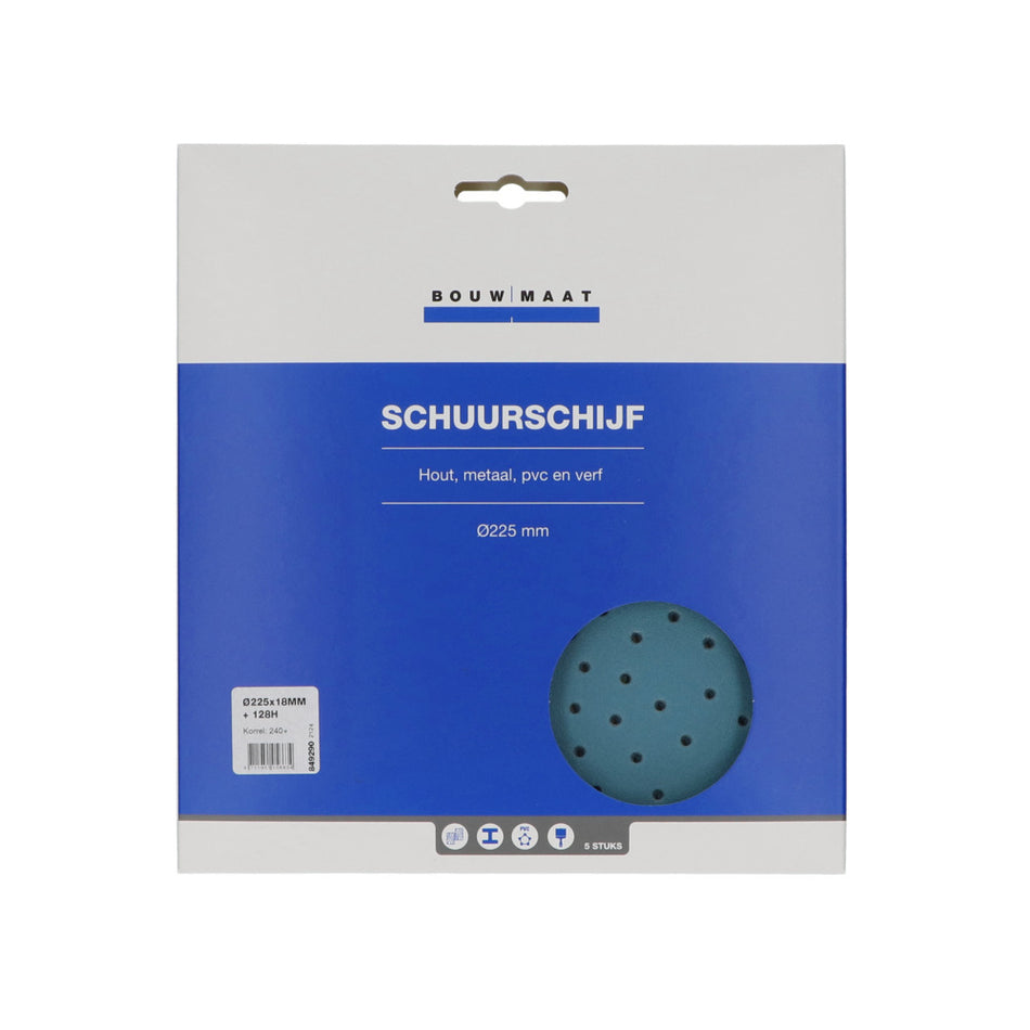Bouwmaat Schuurschijf 128 Gaten Klittenband Ø225mm-849290