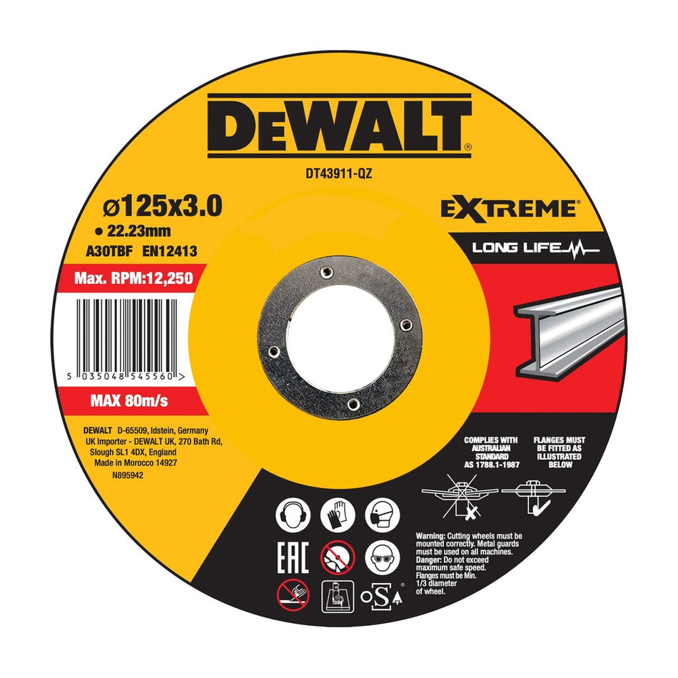 DeWALT Extreme 2X Doorslijpschijf Metaal 125x2,8x22,2mm-856425