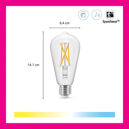 WiZ Slimme LED-Lamp E27 60W Filament ST64 Warm tot Koelwit Licht Transparant-864106