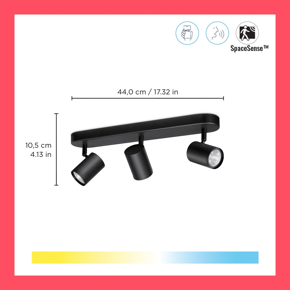 WiZ Slimme LED-Opbouwspot Draaibaar 5W Warm tot Koelwit Licht Imageo Zwart 3st-864125