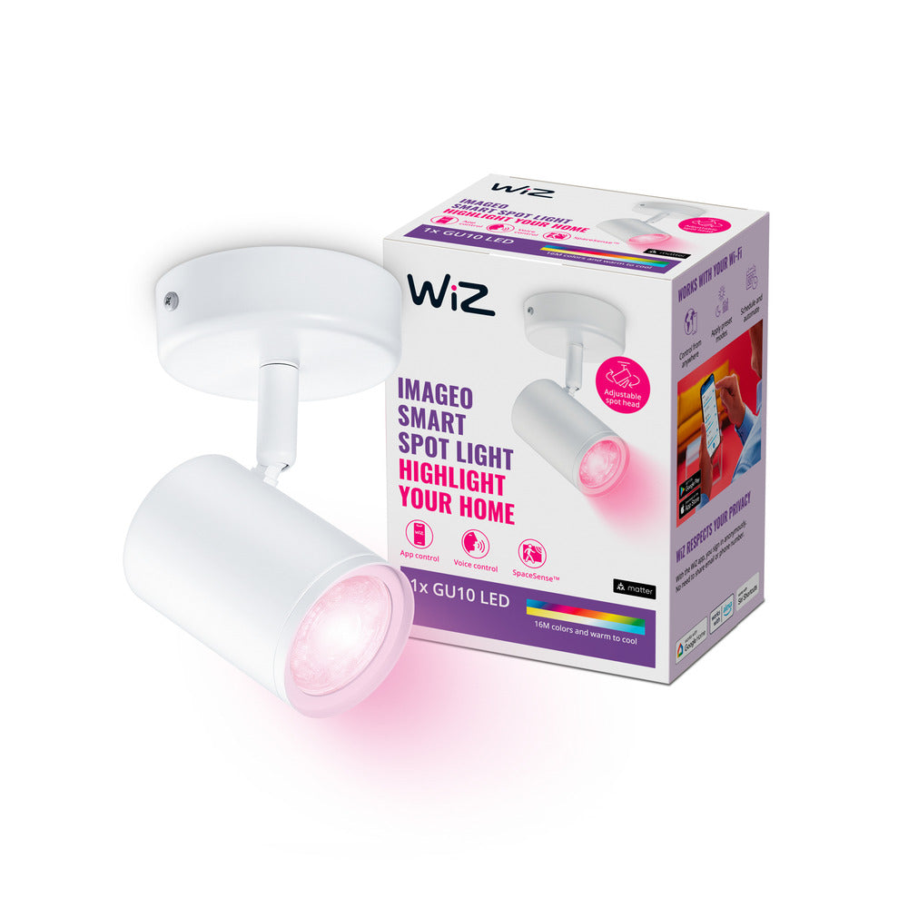 WiZ Slimme LED-Opbouwspot Draaibaar 5W Gekleurd en Wit Licht Imageo Wit-864126