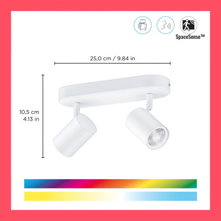 WiZ Slimme LED-Opbouwspot Draaibaar 5W Gekleurd en Wit Licht Imageo Wit 2st-864127