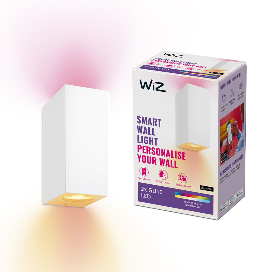WiZ Slimme LED-Wandlamp Up and Down GU10 5W Gekleurd en Wit Licht Wit 2st-864132