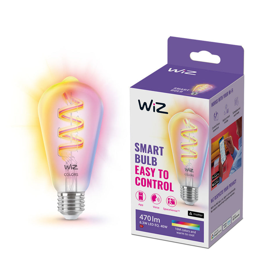 WiZ Slimme LED-Lamp E27 40W Edison Filament Gekleurd en Wit Licht Transparant-864138