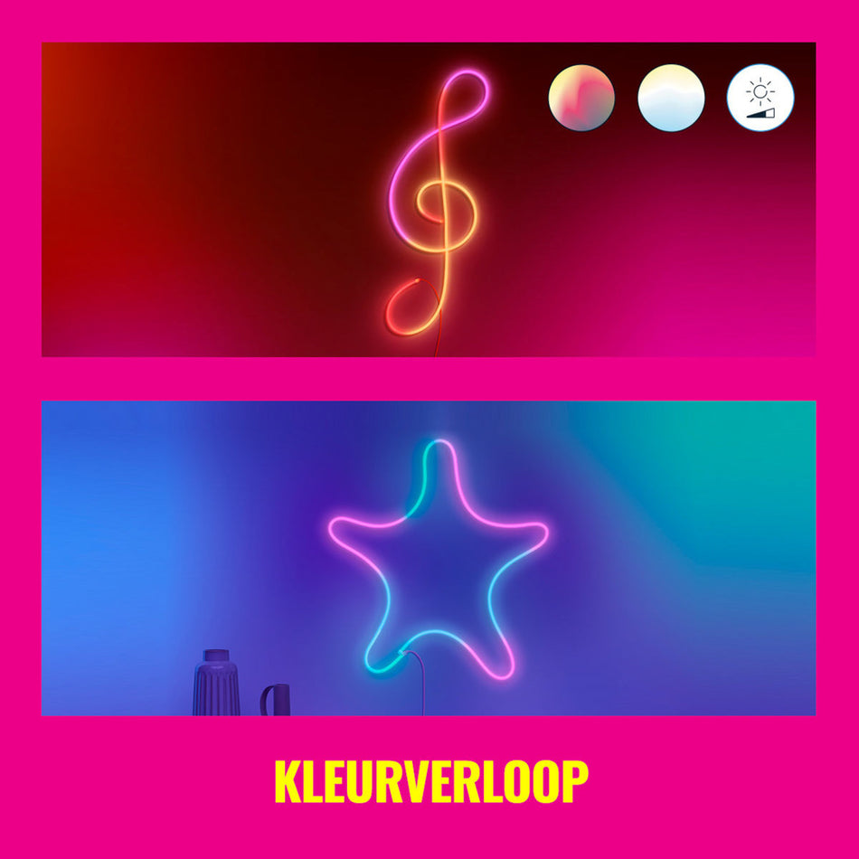 WiZ Slimme LED-Strip Neon Gekleurd en Wit Licht Inclusief Adapter 12V 3m-864142