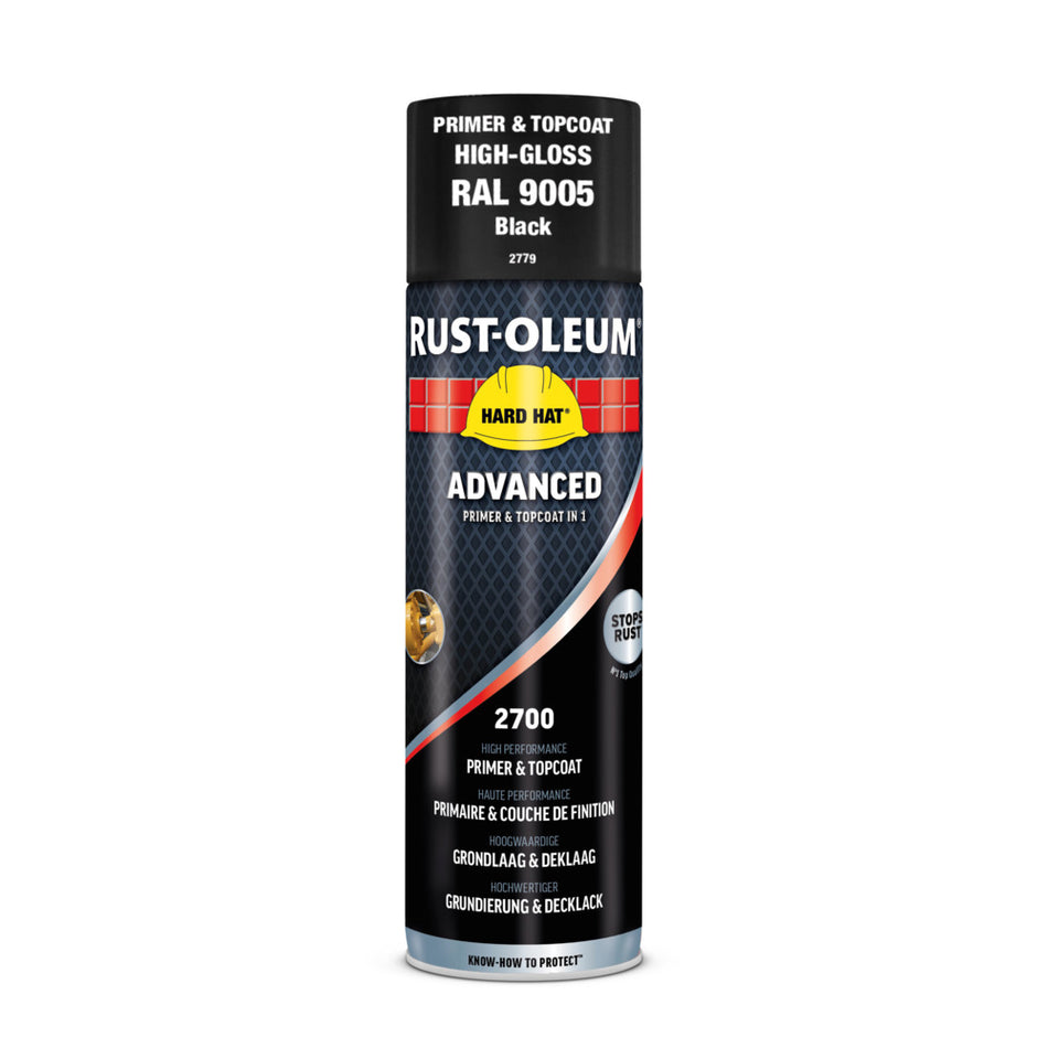 Rust-Oleum Hard Hat Advanced Hoogglans RAL9005 Gitzwart 500ml-864701