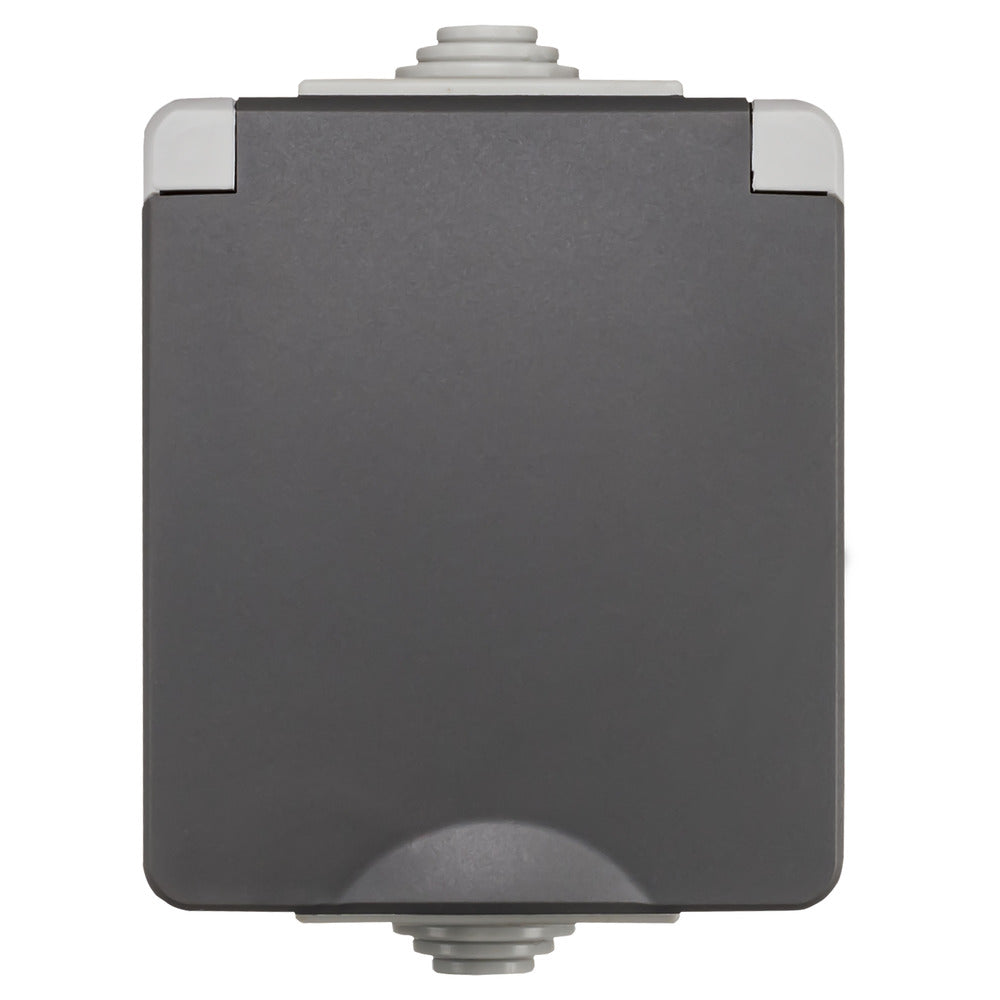 ION INDUSTRIES Spatwaterdicht Opbouw Contactdoos 1V RA IP54 Grijs-866022
