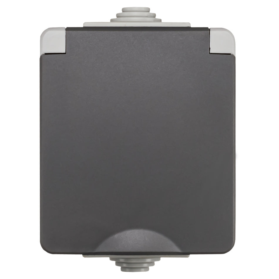 ION INDUSTRIES Spatwaterdicht Opbouw Contactdoos 1V RA IP54 Grijs-866022