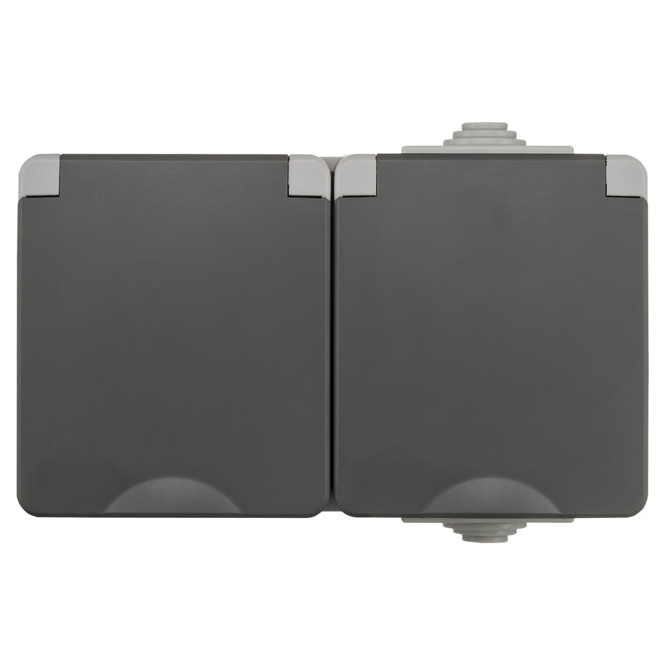 ION INDUSTRIES Spatwaterdicht Opbouw Contactdoos 2V RA IP54 Grijs-866023