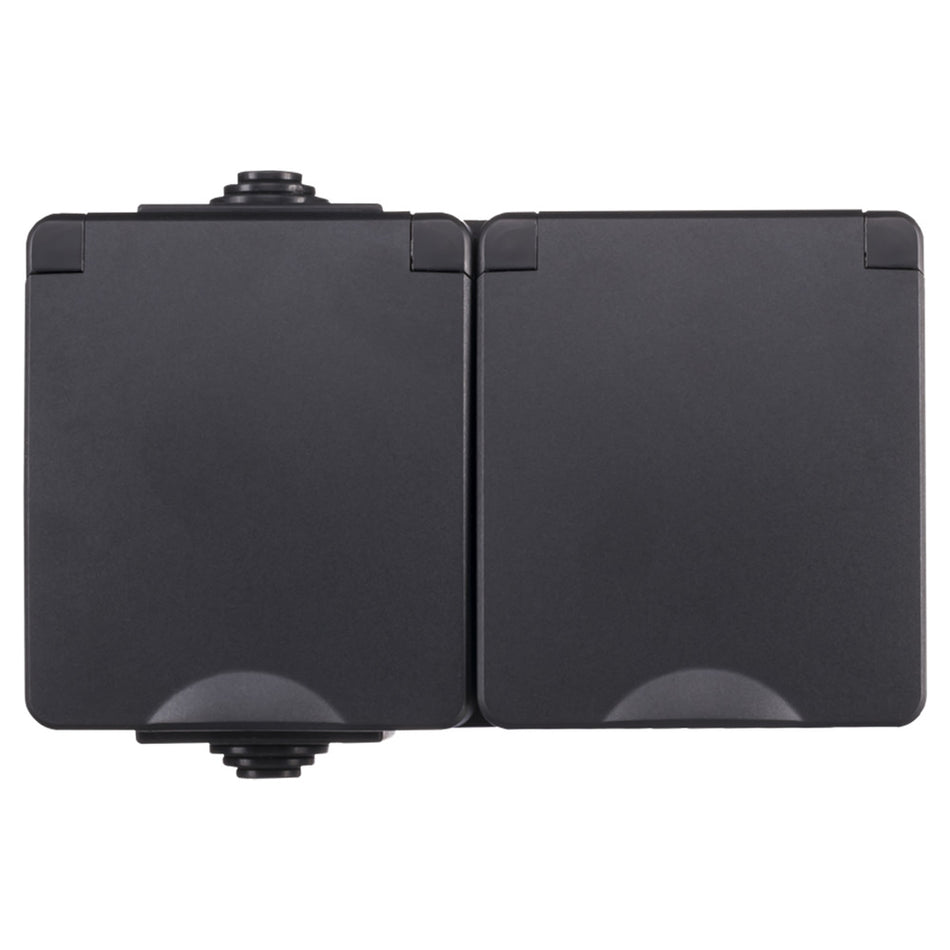 ION INDUSTRIES Spatwaterdicht Opbouw Contactdoos 2V RA IP54 Zwart-866029