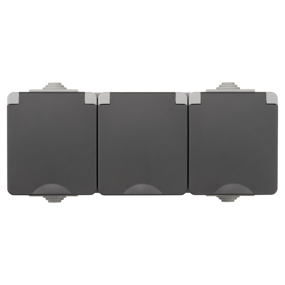 ION INDUSTRIES Spatwaterdicht Opbouw Contactdoos 3V RA IP54 Grijs-866033