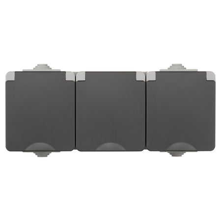 ION INDUSTRIES Spatwaterdicht Opbouw Contactdoos 3V RA IP54 Grijs-866033