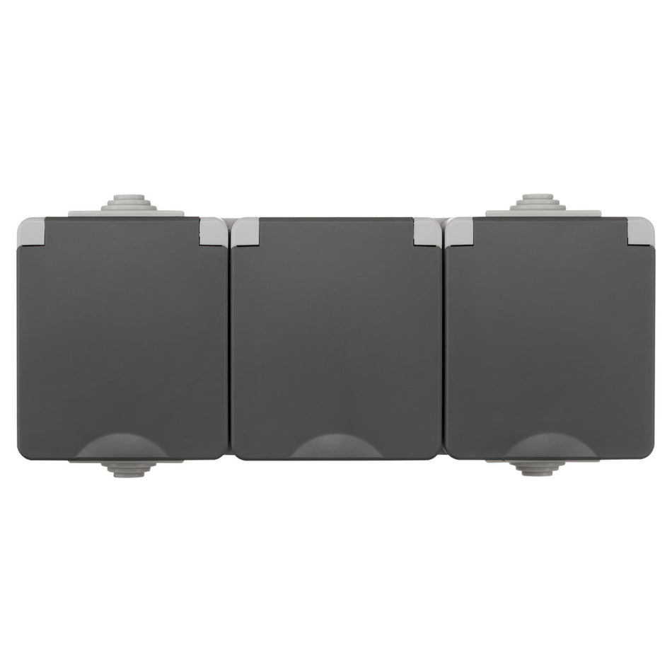 ION INDUSTRIES Spatwaterdicht Opbouw Contactdoos 3V RA IP54 Grijs-866033