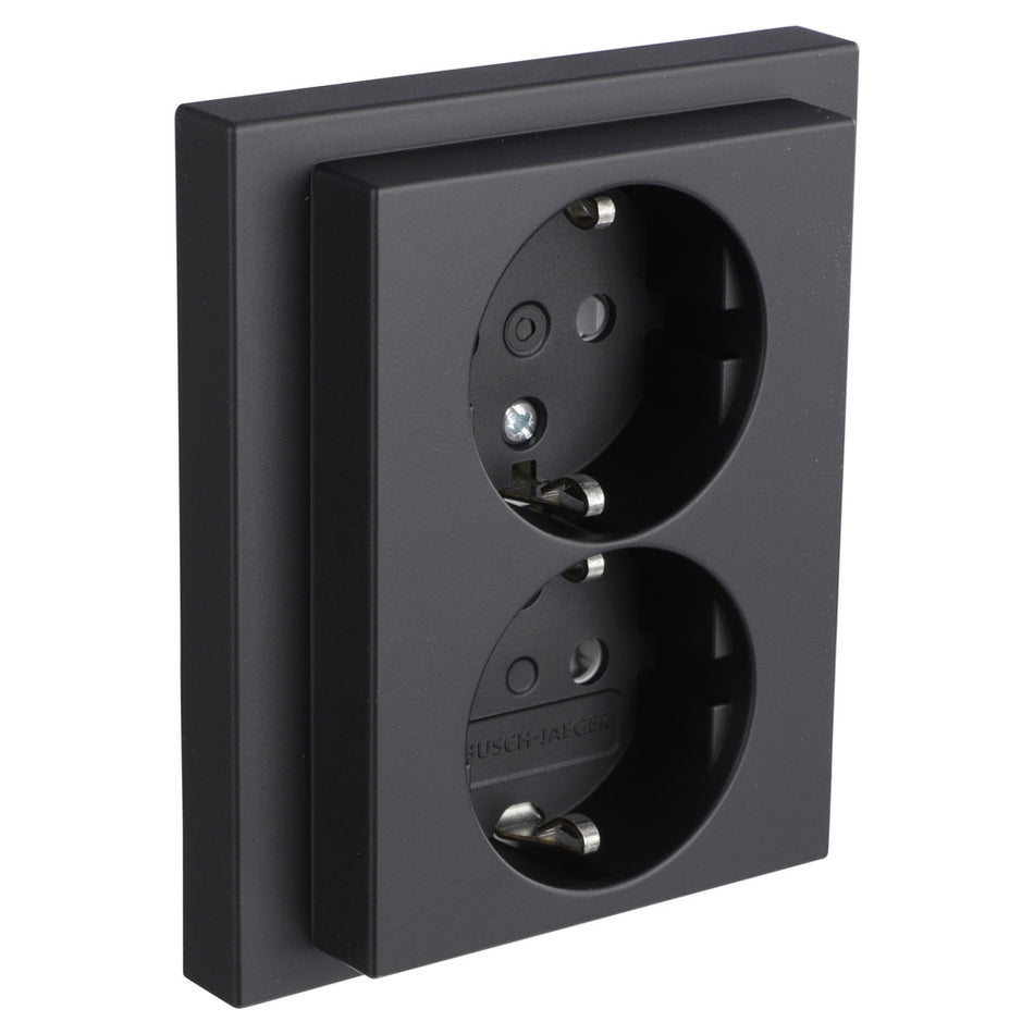 Busch-Jaeger Future Line Inbouw Contactdoos 2-Voudig Randaarde Zwart-866181