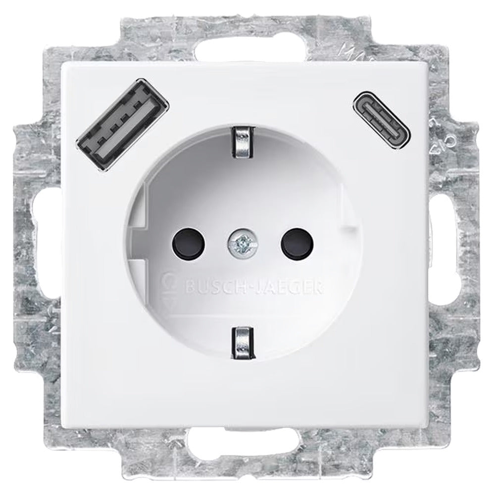 Busch-Jaeger Balance Contactdoos 1-Voudig Randaarde USB A/C Polarwit-866265