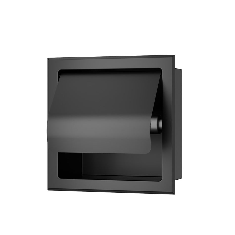 Dive Toiletrolhouder met Klep Inbouw Mat Zwart-867556
