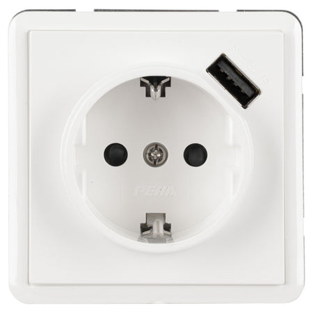 Peha Contactdoos Inbouw 1-Voudig USB2.1A Randaarde Polarwit-868095