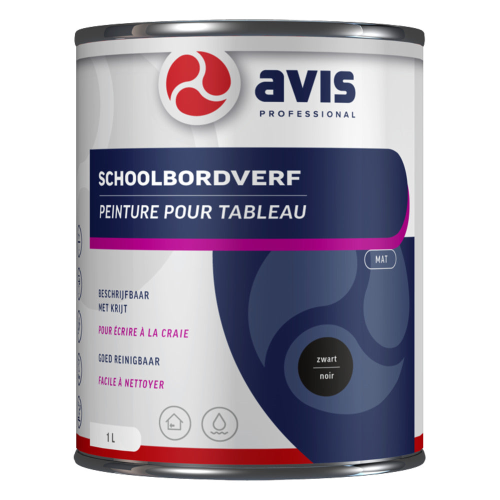 Avis Schoolbordverf Aqua Zwart 1L-890895