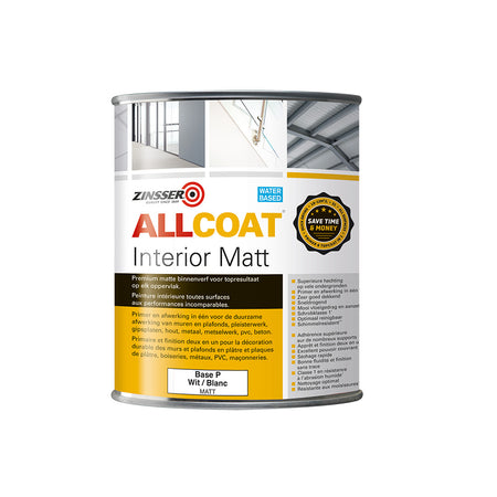 Zinsser Allcoat Interior Mat Wit/Base P 1L-901419