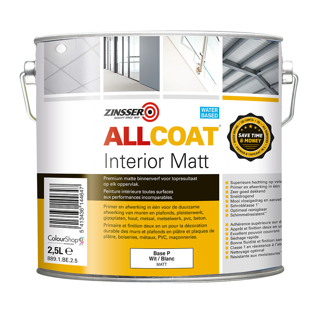 Zinsser Allcoat Interior Mat Wit/base P 2,5L-901420